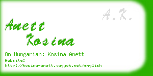 anett kosina business card